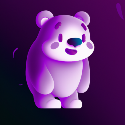illustration of a cute bear, purple neon background, modern design, for the web, cute, happy, 4k, high resolution, trending in artstation illustration of a cute bear, purple neon background, modern design, for the web, cute, happy, 4k, high resolution, trending in artstation