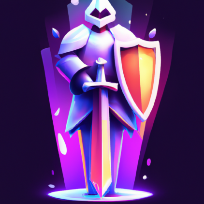 illustration of a knight, big sword, neon purple background, detailed armor, modern design, for the web, cute, happy, 4k, high resolution, trending in artstation illustration of a knight, big sword, neon purple background, detailed armor, modern design, for the web, cute, happy, 4k, high resolution, trending in artstation